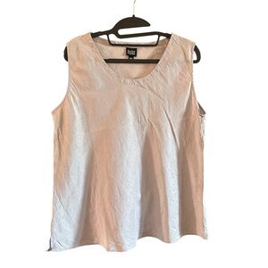 Eileen Fisher 100% Silk Sleeveless Grey Minimalist Layer Top Size XL